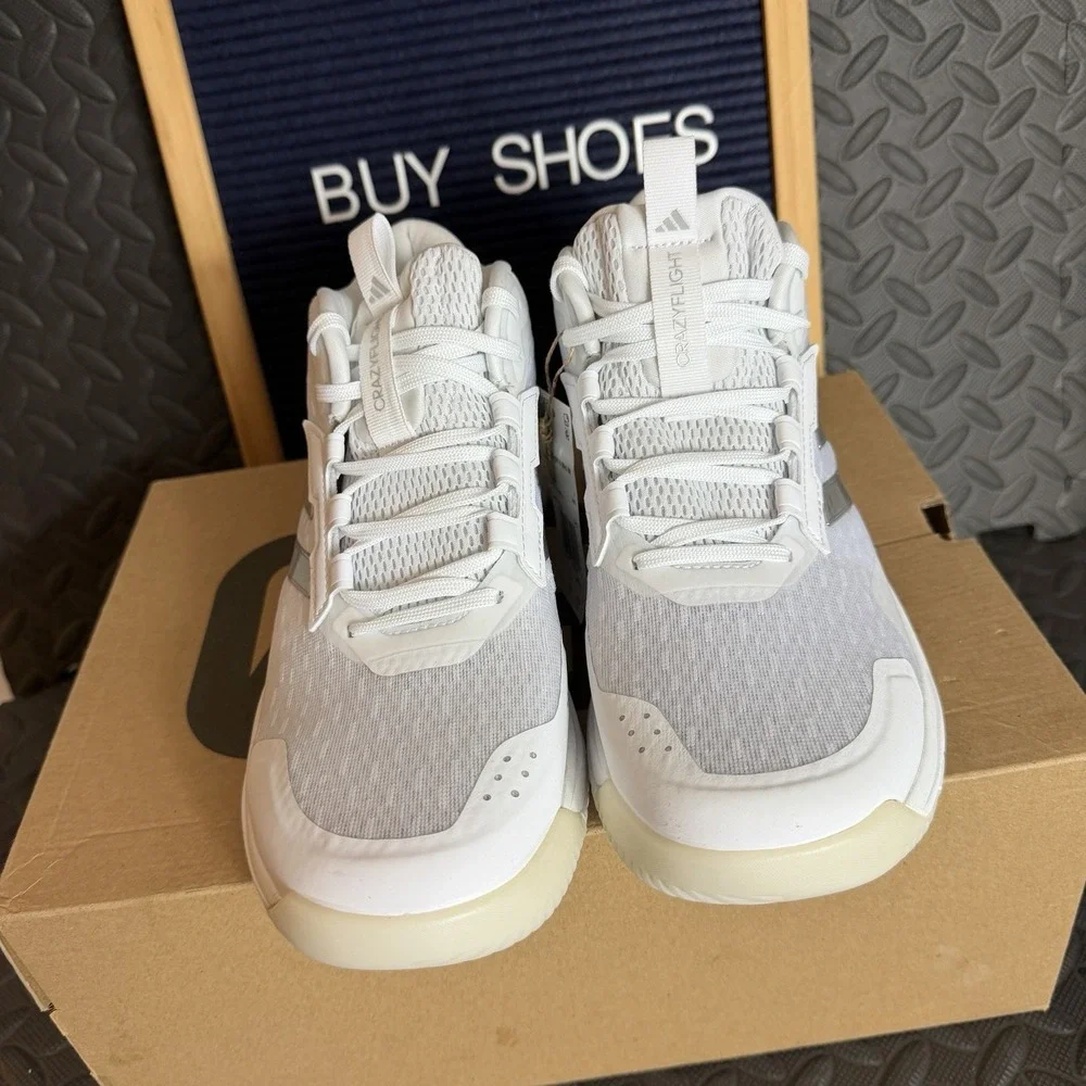 Adidas Crazyflight 6 Mid White Silver HP7030 Volleyball Shoes Womens Size 9